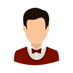 avatar male man wearing suit and bow tie over white background. vector illustration