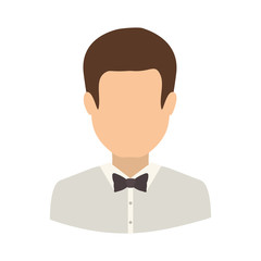 avatar male man wearing suit and bow tie over white background. vector illustration