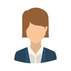 avatar female woman wearing executive clothes over white background. front view. vector illustration