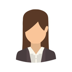 avatar female woman wearing executive clothes over white background. front view. vector illustration