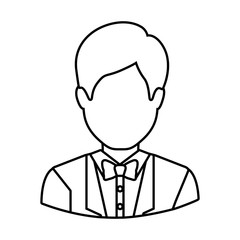 silhouette avatar male man wearing suit and bow tie icon over white background. vector illustration