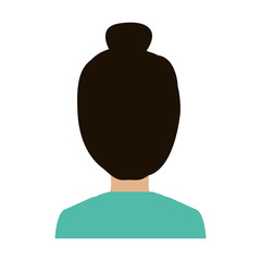 avatar female woman over white background. back view. vector illustration