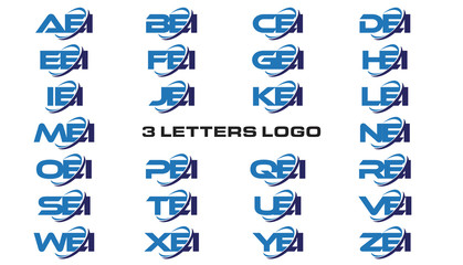 3 letters modern generic swoosh logo AEI, BEI, CEI, DEI, EEI, FEI, GEI, HEI,IEI, JEI, KEI, LEI, MEI, NEI, OEI, PEI, QEI, REI, SEI, TEI, UEI, VEI, WEI, XEI, YEI, ZEI