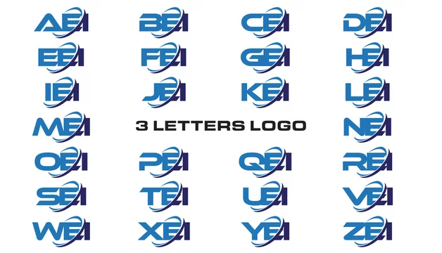 3 letters modern generic swoosh logo AEF, BEF, CEF, DEF, EEF, FEF, GEF,  HEF, IEF, JEF