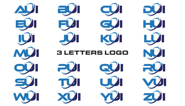 3 letters modern generic swoosh logo AUI, BUI, CUI, DUI, EUI, FUI, GUI, HUI,IUI, JUI, KUI, LUI, MUI, NUI, OUI, PUI, QUI, RUI, SUI, TUI, UUI, VUI, WUI, XUI, YUI, ZUI