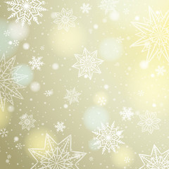 Fototapeta na wymiar Light beige background with snowflakes and stars, vector