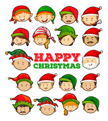 Happy Christmas card with elf and santa