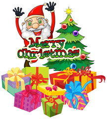 Christmas theme with Santa and christmas tree