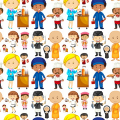 Seamless background with people and jobs