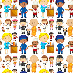 Fototapeta premium Seamless background with people and jobs