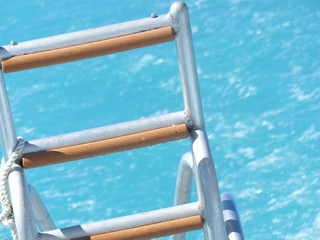 Swim ladder on a boat in the ocean