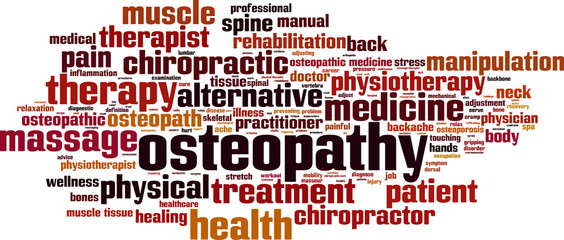 Osteopathy word cloud concept. Vector illustration