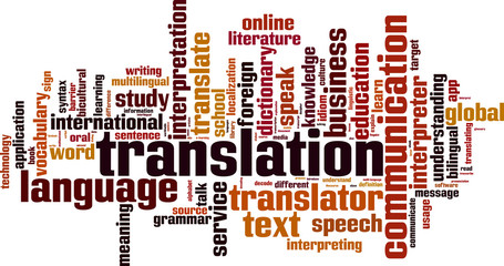 Translation word cloud concept. Vector illustration