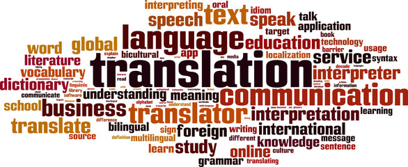 Obraz premium Translation word cloud concept. Vector illustration