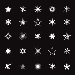 Fototapeta na wymiar Set of White Stars. Vector Illustration.