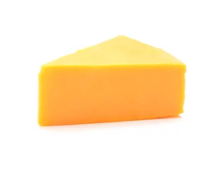 Rolgordijnen cheddar cheese isolated on white background © annguyen