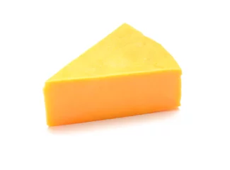 Gartenposter cheddar cheese isolated on white background © annguyen
