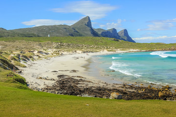 Remote beach on the eastern side of the Cape Peninsula overlooking False Bay, Western Cape, South Africa. The Cape of Good Hope, offers wild and dangerous beaches without lifeguards service.