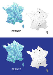 France map in geometric polygonal style. Abstract gems triangle.