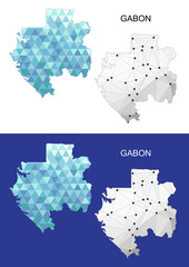 Gabon map in geometric polygonal style. Abstract gems triangle.