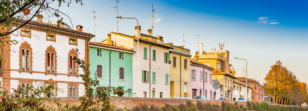 colourful houses in Italian village