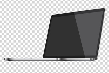 Modern glossy laptop isolated on white background.