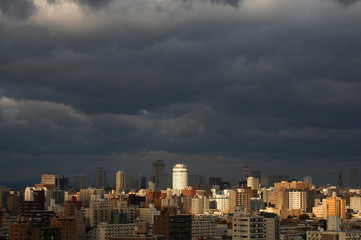 札幌市　町並み　雲