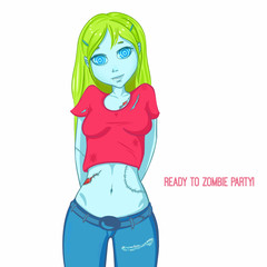 Zombie character. Zombie girl.