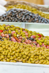 stall of Sicilian olives