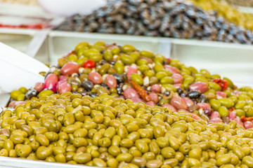 stall of Sicilian olives