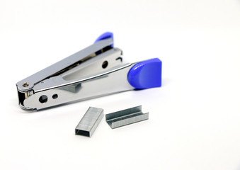 Stapler,Office tool. Stapler on the white background. Miscellaneous of office equipment. Paper clip,Stapler