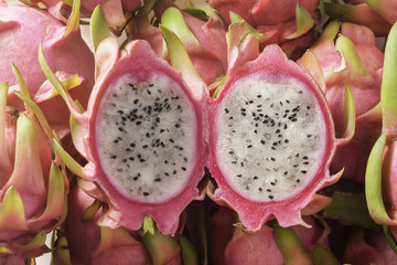 dragon fruit in side is nature food in thailand.