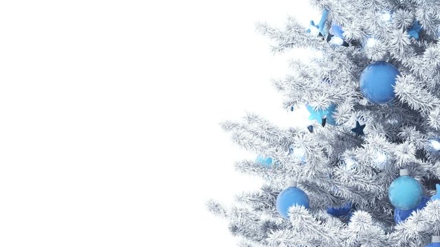 New Year tree isolated on white background. Alpha Matte.