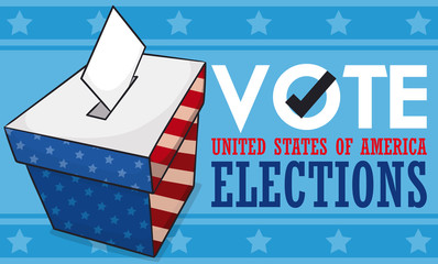 Patriotic Ballot Box Ready for the American Elections, Vector Illustration