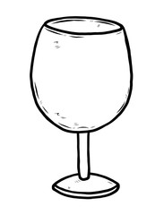 wine glass / cartoon vector and illustration, black and white, hand drawn, sketch style, isolated on white background.