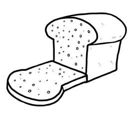 bread / cartoon vector and illustration, black and white, hand drawn, sketch style, isolated on white background.