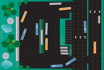 Layout of city bus station  building