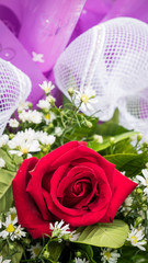 Rose bouquet with White flower.