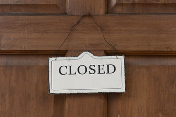 Vintage closed sign on a door