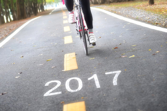 Road to 2017, happy new year concept and sport motivation idea