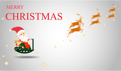 Vector Illustration of Christmas card with Santa Claus Driving in a Sledge.