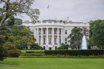 Fototapeta na wymiar The White House in Washington D.C. at a cloudy day, Executive Office of the President of the United States