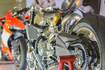 Fototapeta na wymiar Ducati wheel motorcycle close up