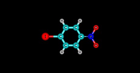 4-Iodo-1-nitrobenzene molecular structure isolated on black