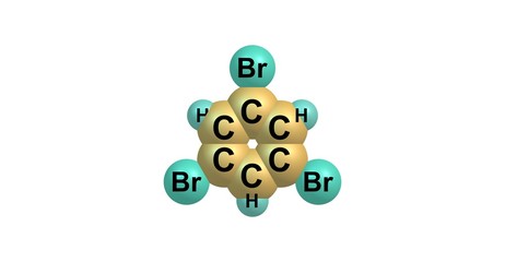 1,3,5-Tribromobenzene molecular structure isolated on white