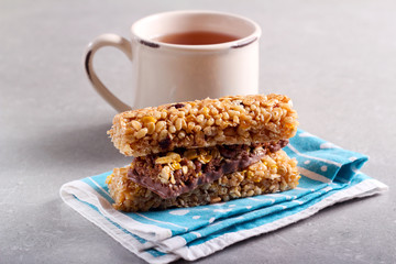 Muesli bars over napkin