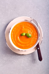 Carrot and ginger soup in a bowl