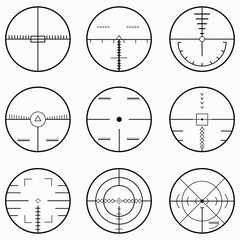 sniper scope isolated monochrome symbols