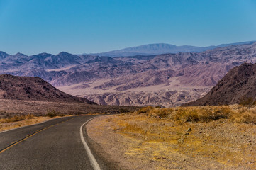 US Highway to death valley national park, California - Picture made on a motorcycle road trip through western USA