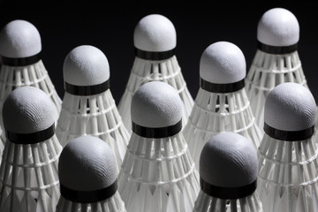Shuttlecock on a black background.